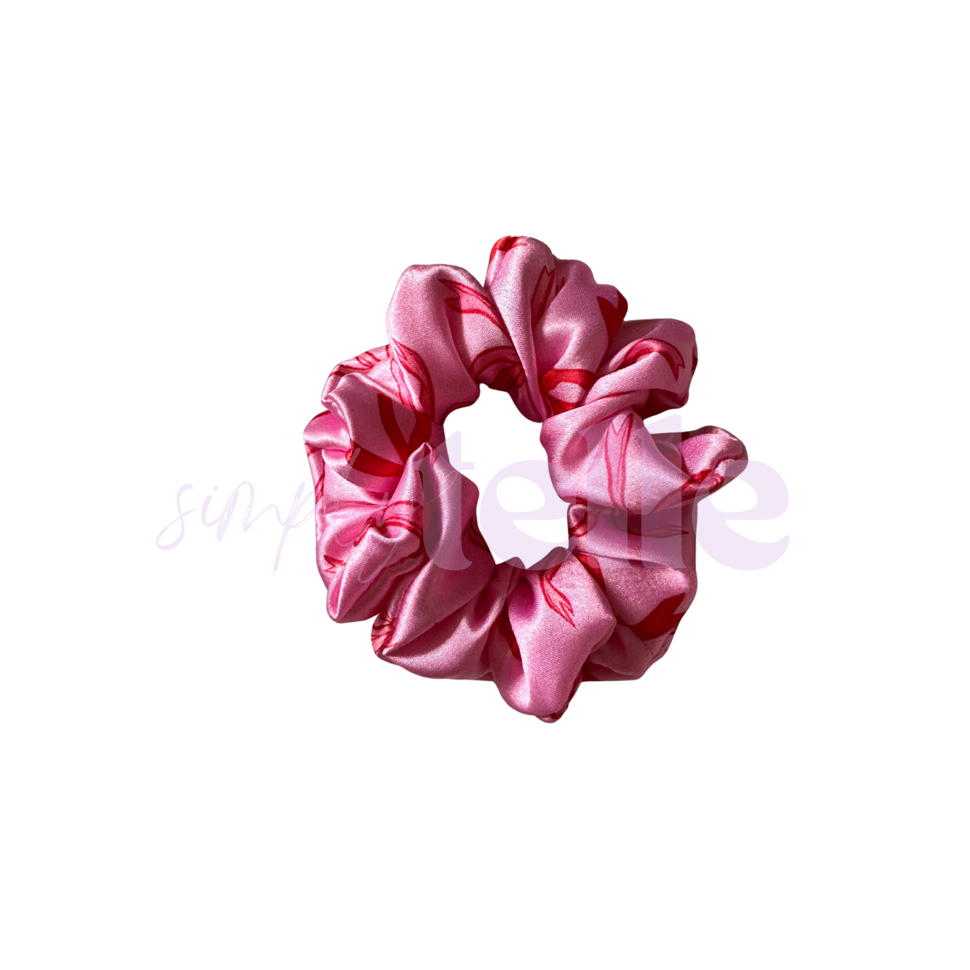 Pink Bow Satin - Scrunchie
