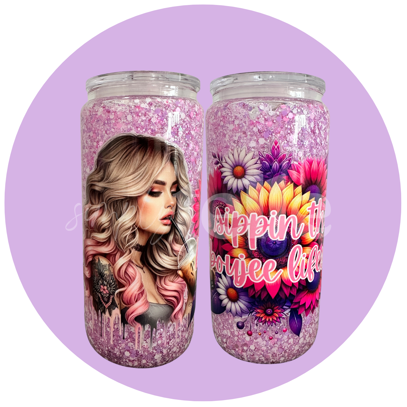Sippin - 16oz Glass - Snow Globe Tumbler