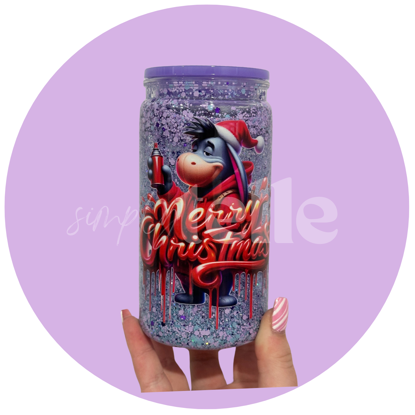 Purple Donkey Xmas - 16oz Acrylic Snow Globe Tumbler