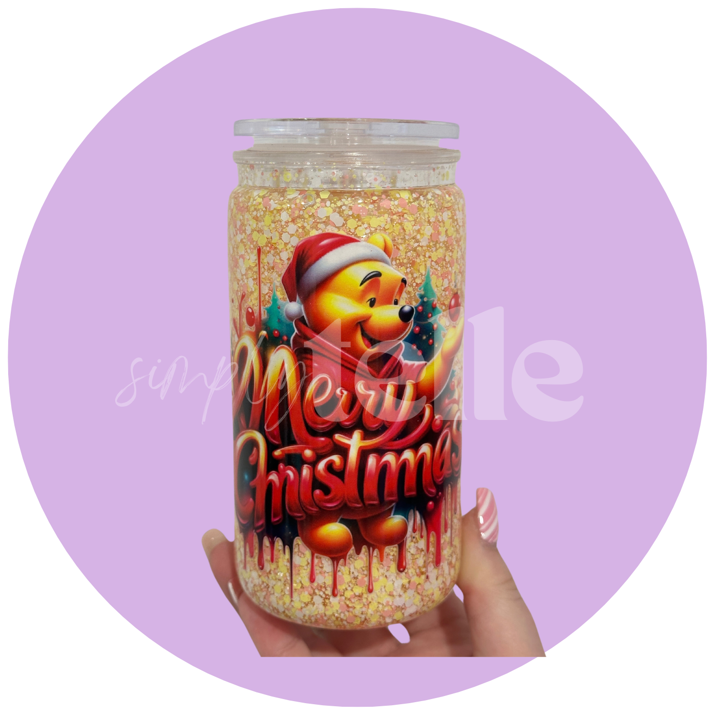Yellow Bear Xmas - 16oz Acrylic Snow Globe Tumbler