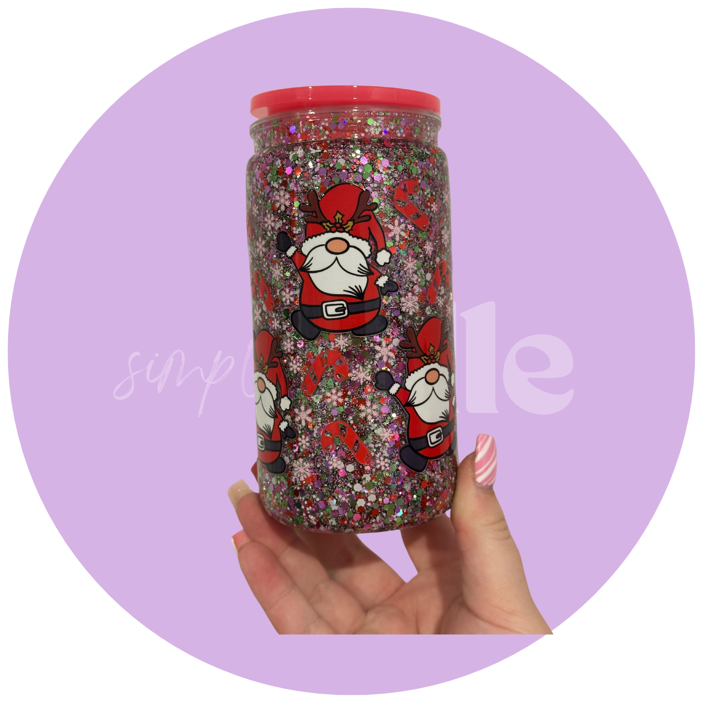 Red Gnomes Xmas - 16oz Acrylic Snow Globe Tumbler