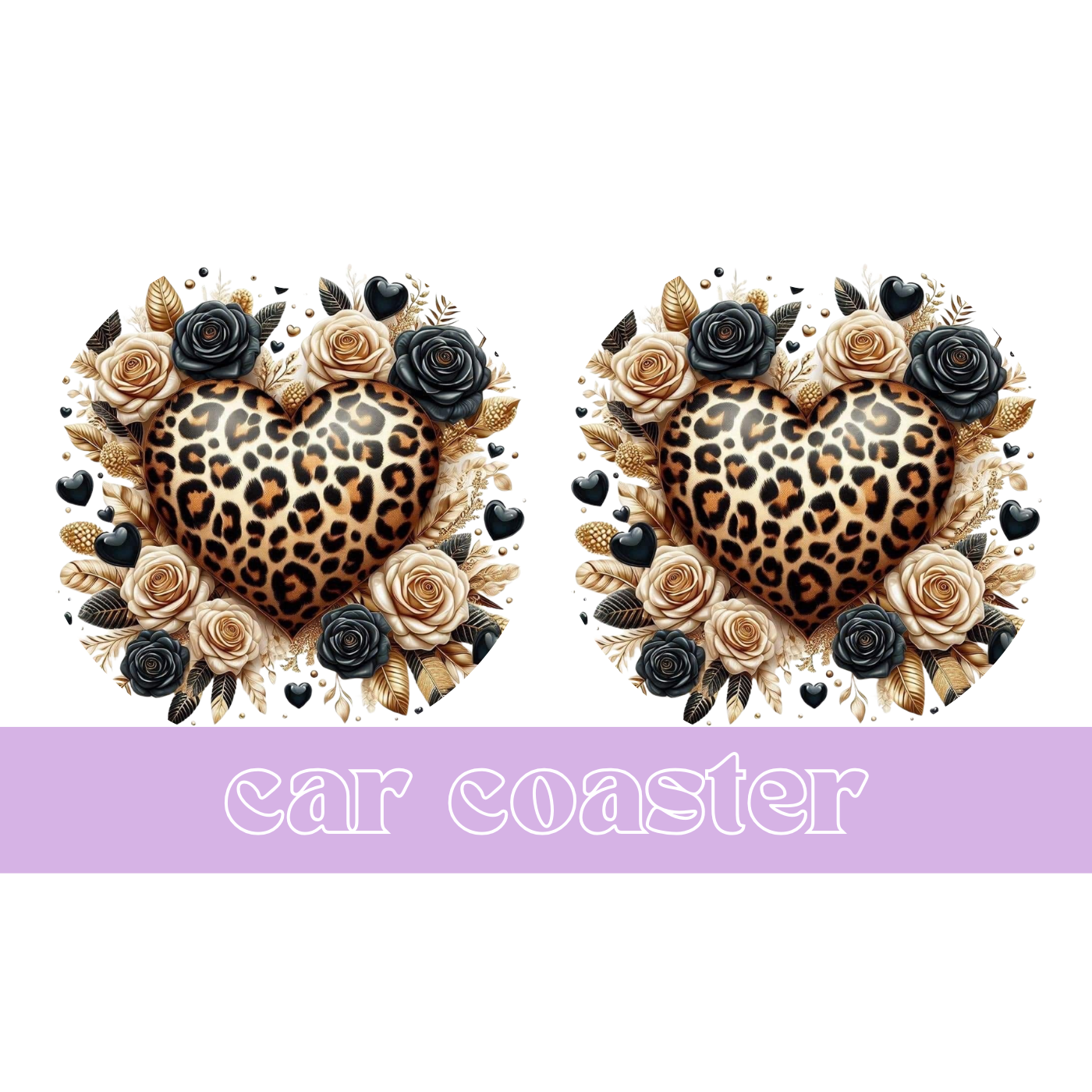 Leopard Heart - Car Coaster