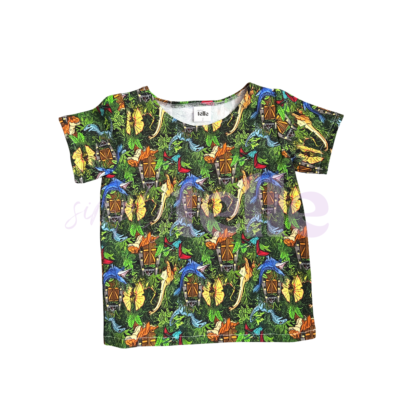 Dino Land - Kids Short Sleeve Top **PRINT UPSIDE DOWN**