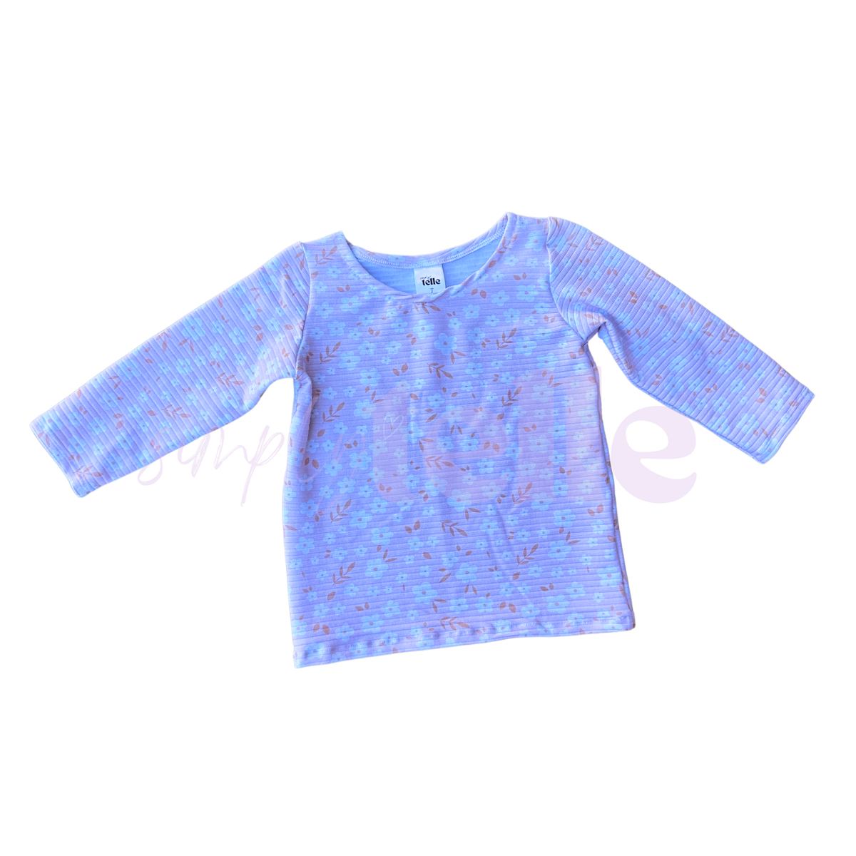 Light Peach Floral - Kids Ribbed Long Sleeve Top - Size 12-18m (2)