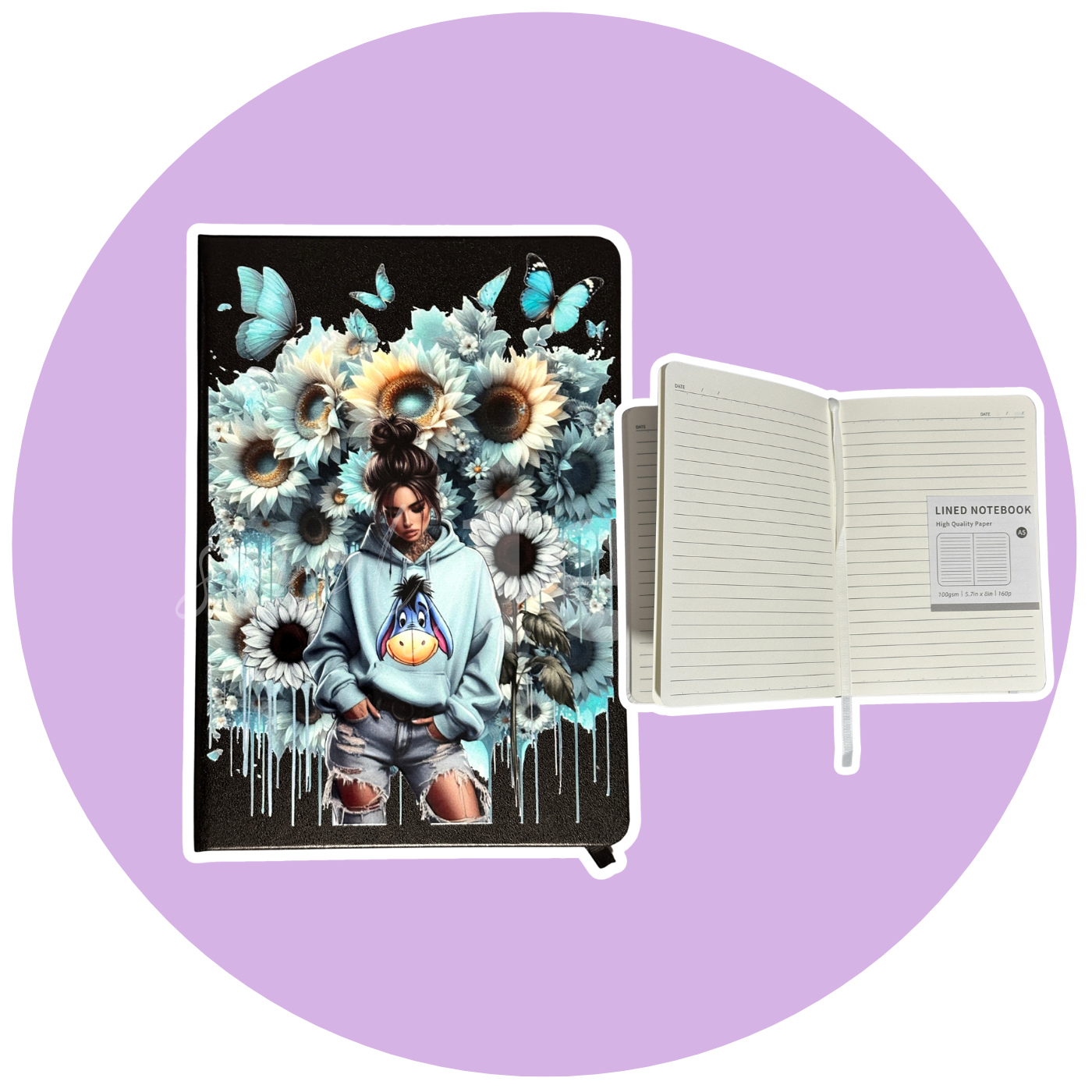 Girl Blue Jumper Donkey - Notebook