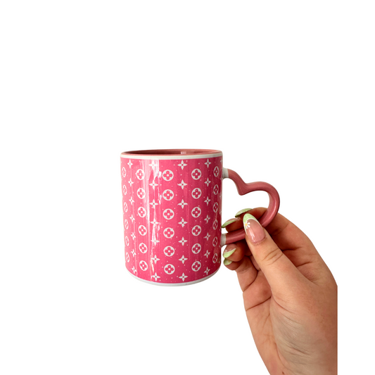 Luxy Dupe Flower Girl - Pink Heart Handle Mug