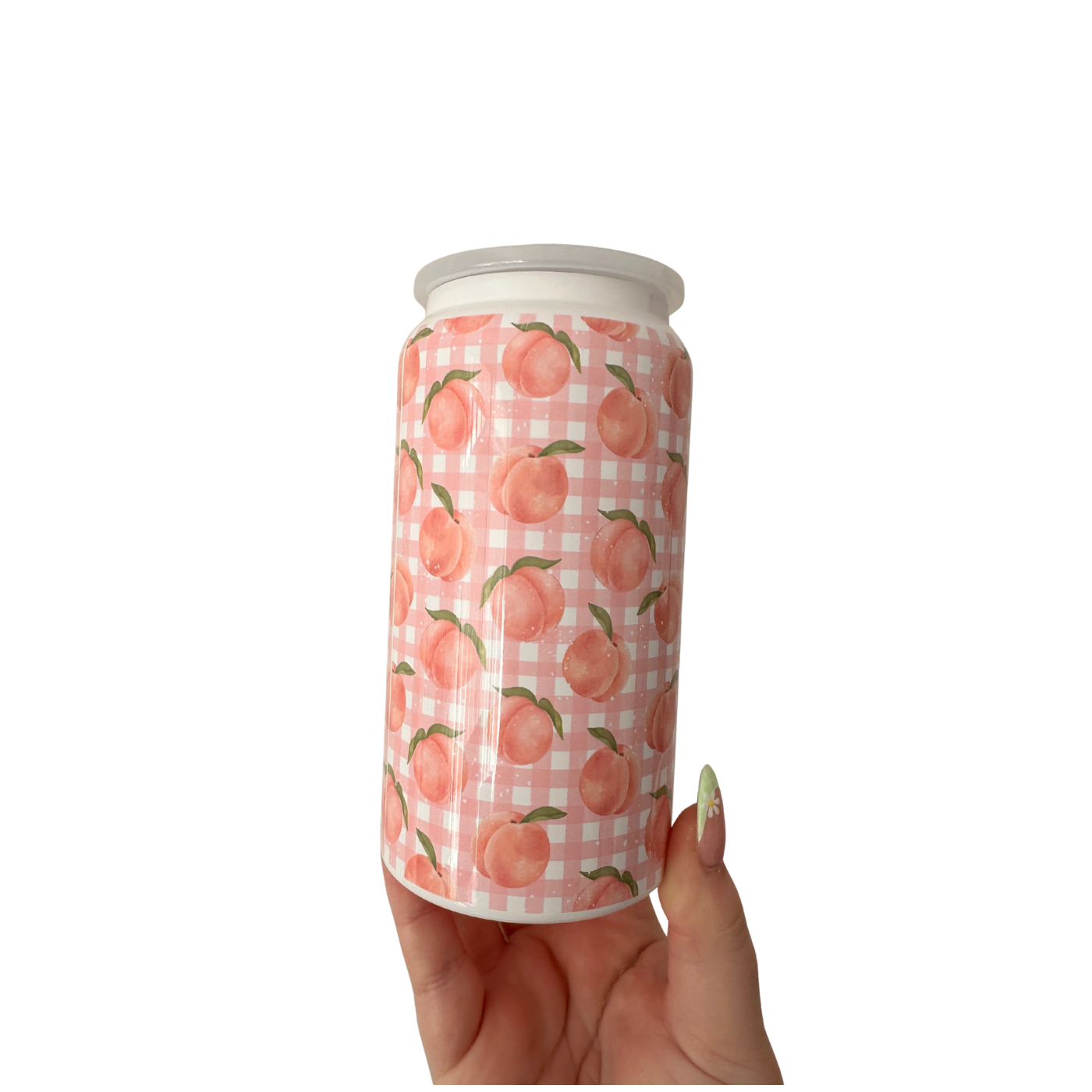 Peachy Gingham - 16oz Stainless Steel Tumbler Sublimated