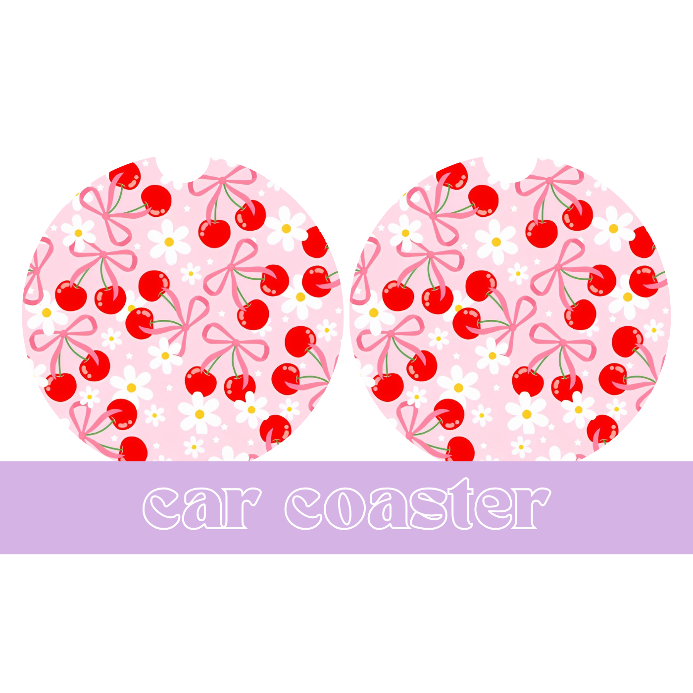Pink Cherry Daisy - Car Coaster