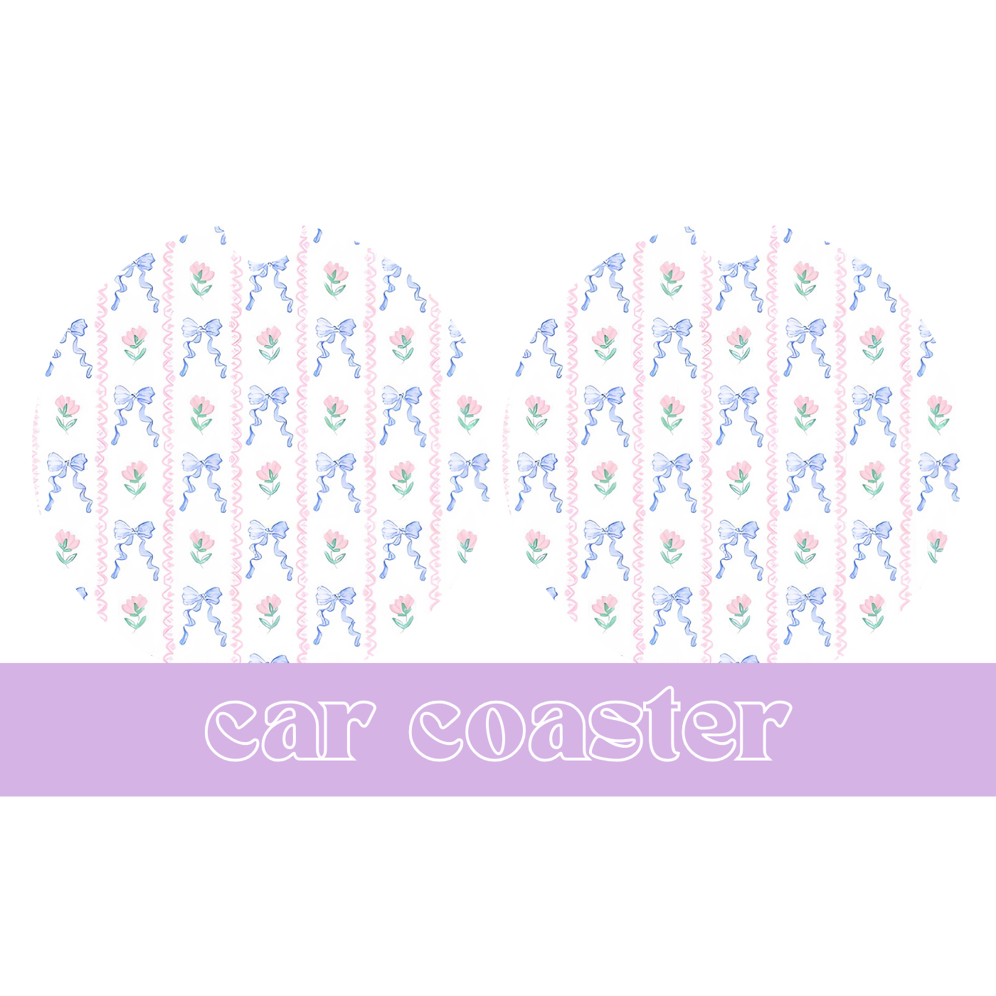 Vintage Blue Bows - Car Coaster