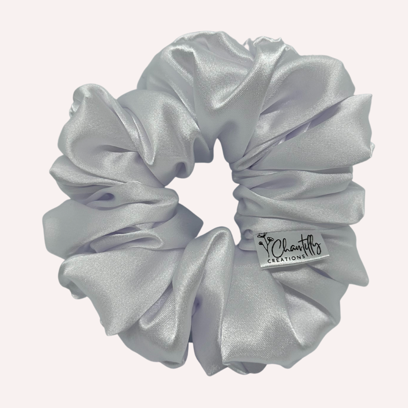White Deluxe Satin - Regular Scrunchie