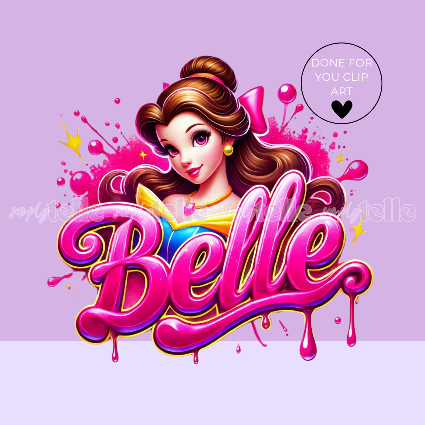 Princess Belle | Digital Illustration | Clip Art | UVDTF Designs | Sublimation