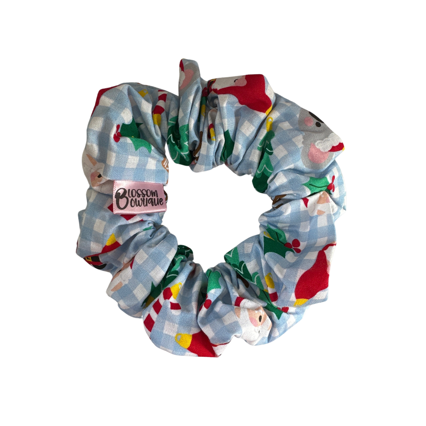Blue Gingham Xmas | Regular Scrunchie