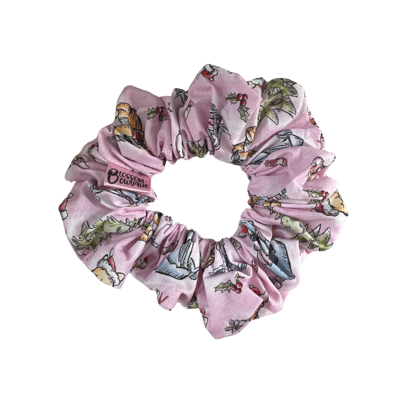 Yellow Bear Xmas Pink | Regular Scrunchie