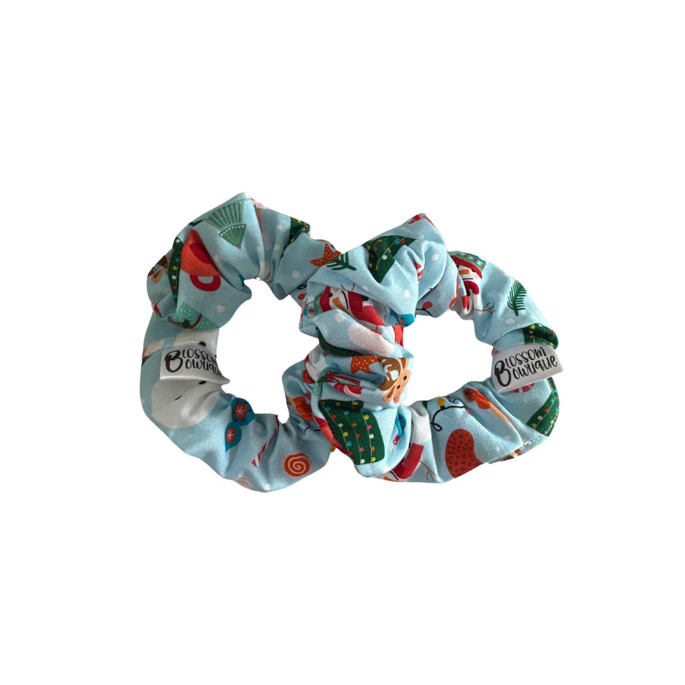 Blue Snowman Xmas - Mini Scrunchie (Pack of 2)