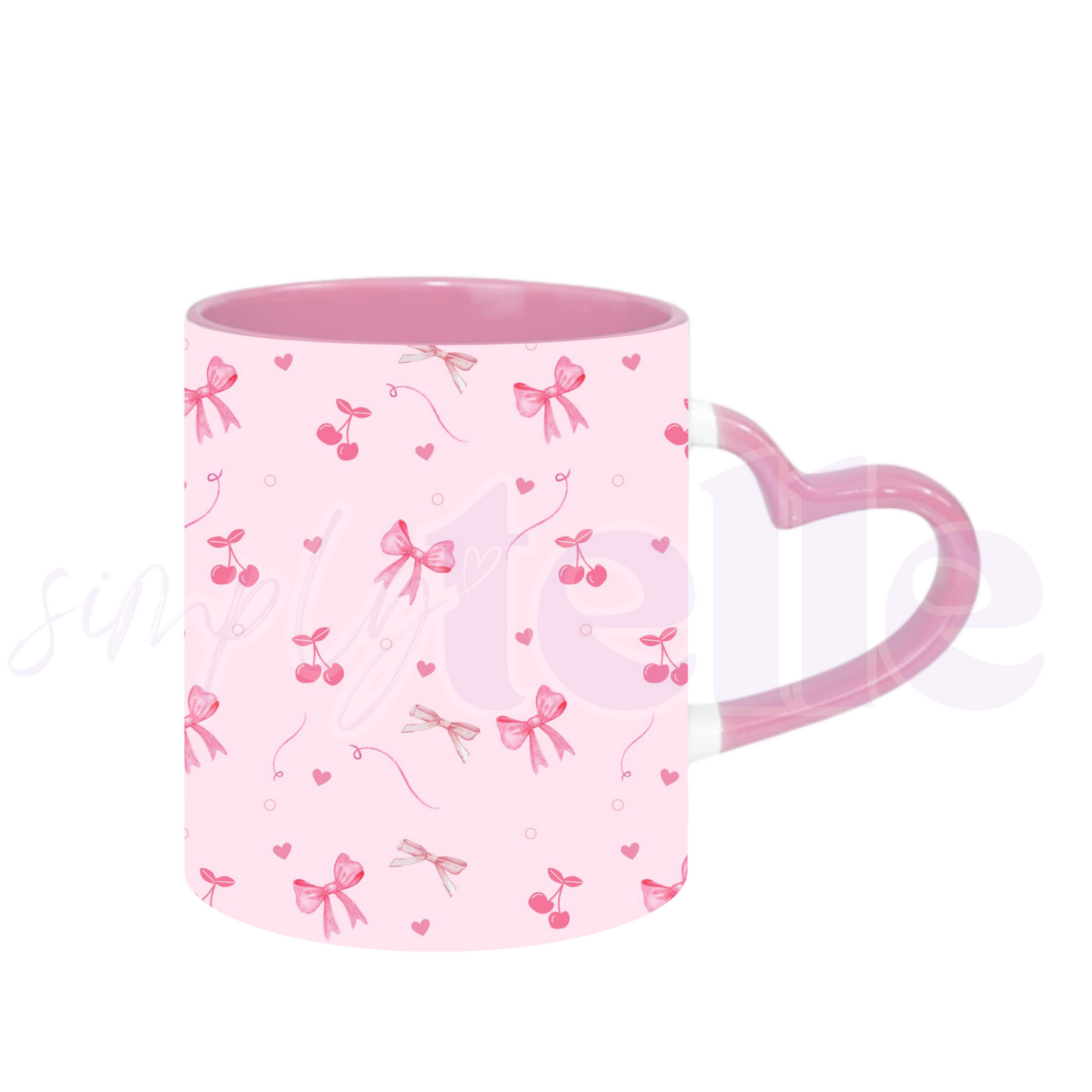Very Girly Bow | Pink Heart Handle Mug