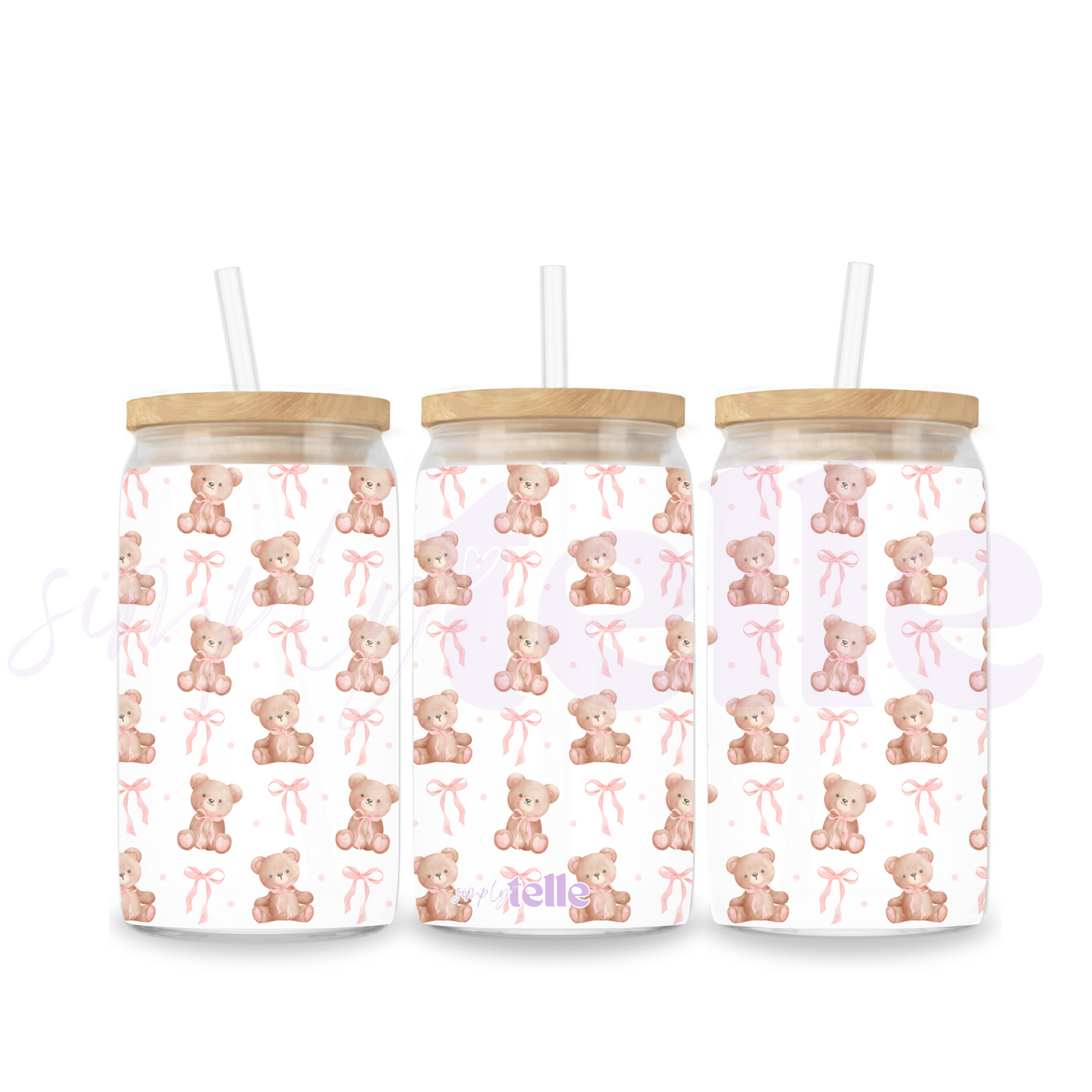 Cutesy Bear & Bow | 16oz Stainless Steel Tumbler Sublimated