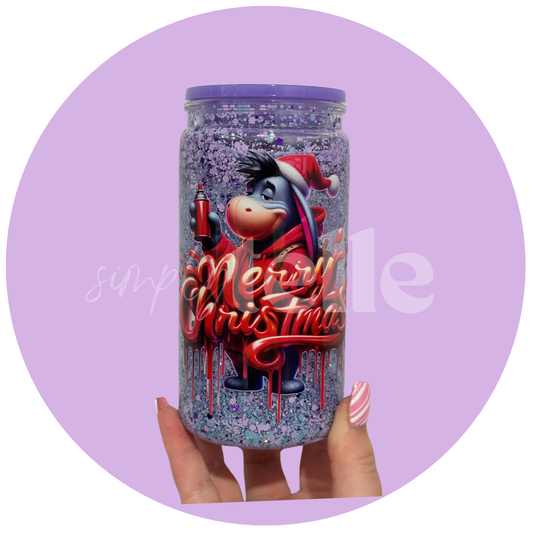 Purple Donkey Xmas - 16oz Acrylic Snow Globe Tumbler