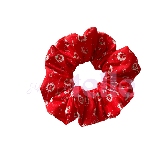 Red Floral Rose - Regular Scrunchie