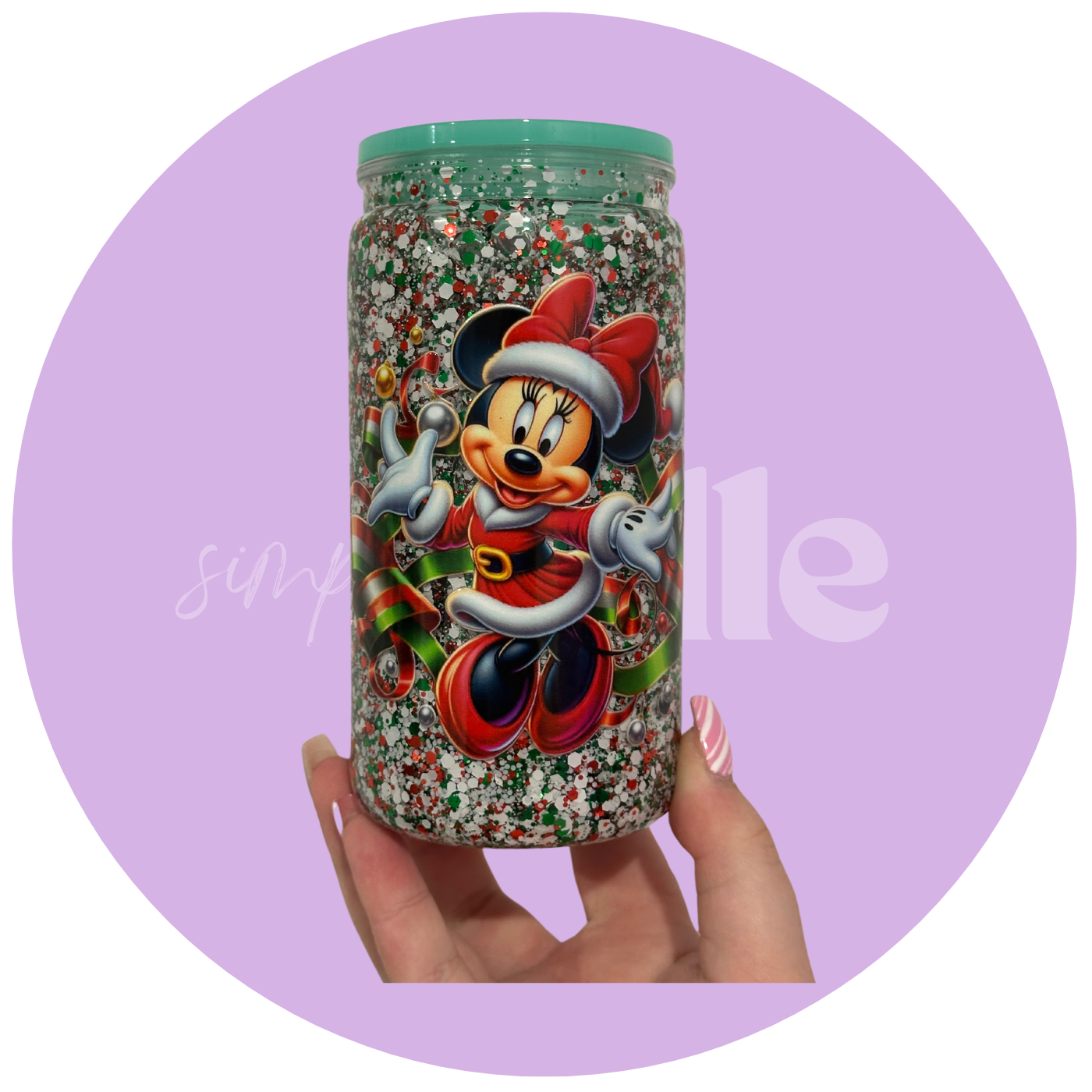 Girl Mouse Xmas - 16oz Acrylic Snow Globe Tumbler