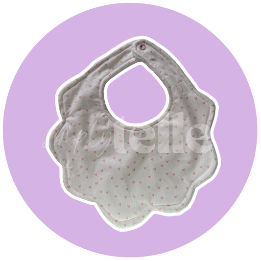 White Mini Hearts - Bib Scallop