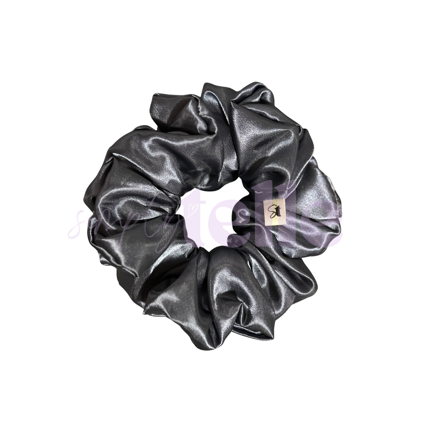 Grey Blue Satin - Regular Scrunchie