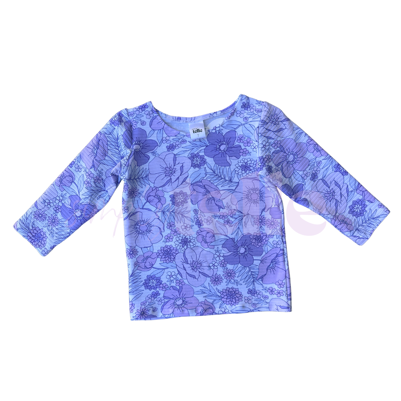 Lilac Floral - Kids Ribbed Long Sleeve Top - Size 12-18m (2)