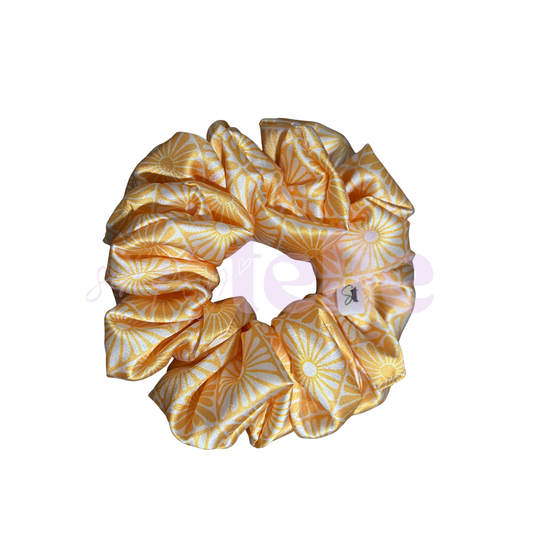 Yellow Satin Flower - Regular Scrunchie