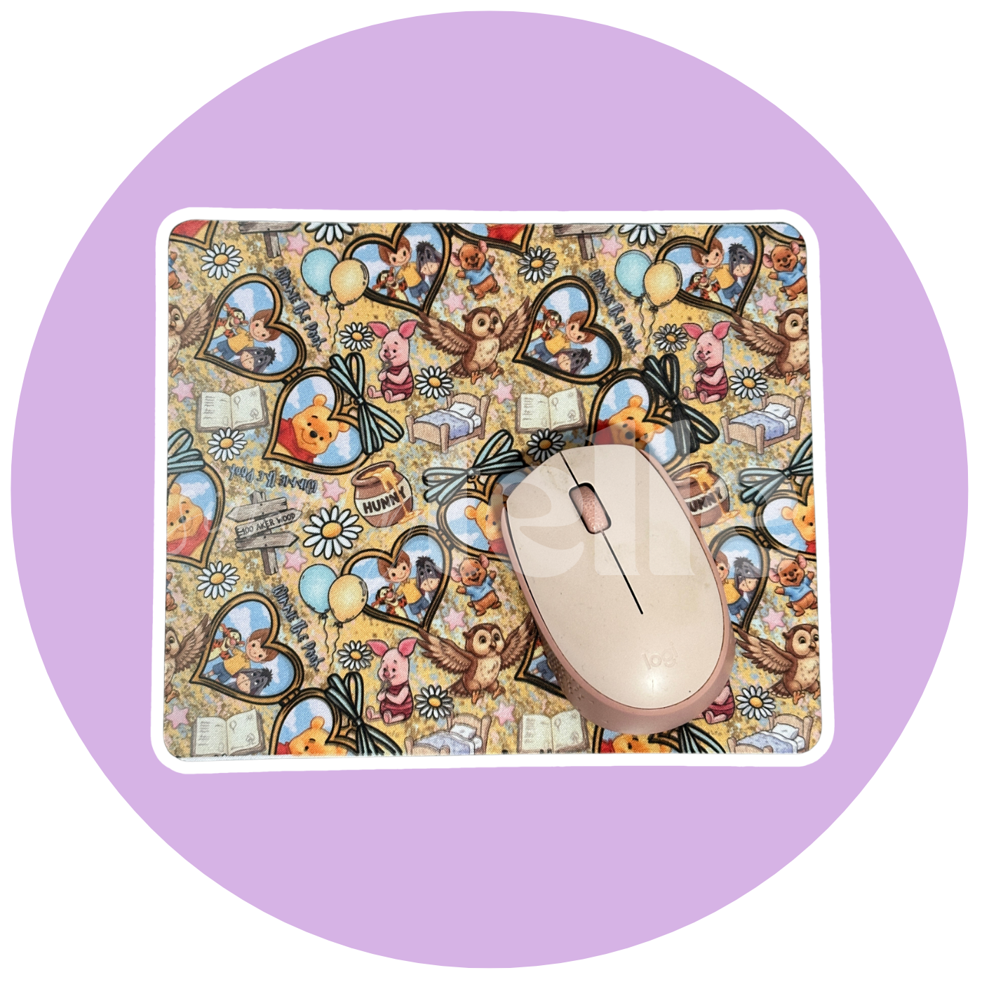 Hearts Yellow Bear Owl - Mousepad