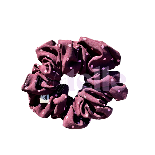 Deep Wine Pink Dots - Scrunchie