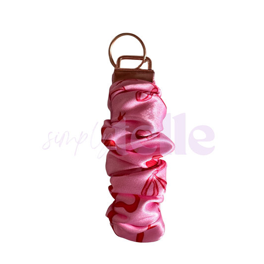 Pink Bow Satin - Scrunch Wristlet
