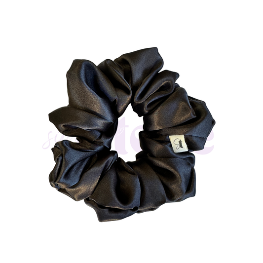 Black Deluxe Satin - Scrunchie