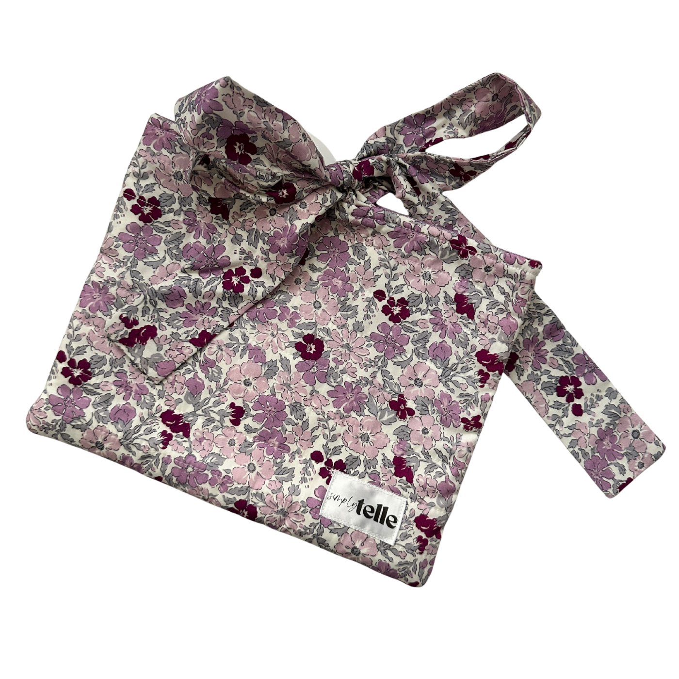Lilac Purple Ditsy Flowers - Small Book Sleeve w/Bow Tie