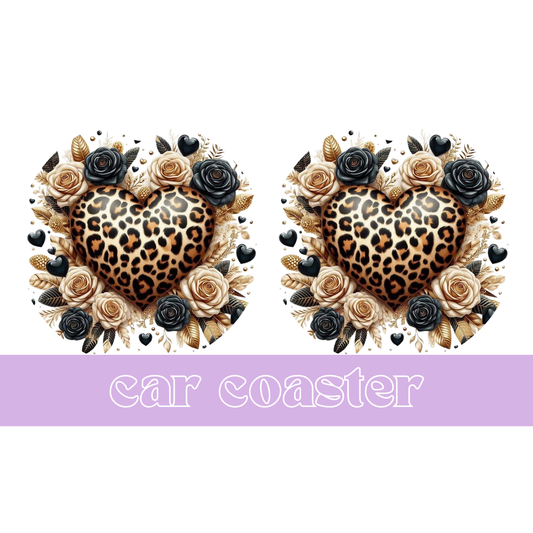 Leopard Heart - Car Coaster