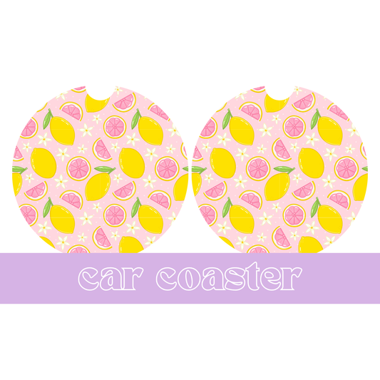 Pink Lemons - Car Coaster