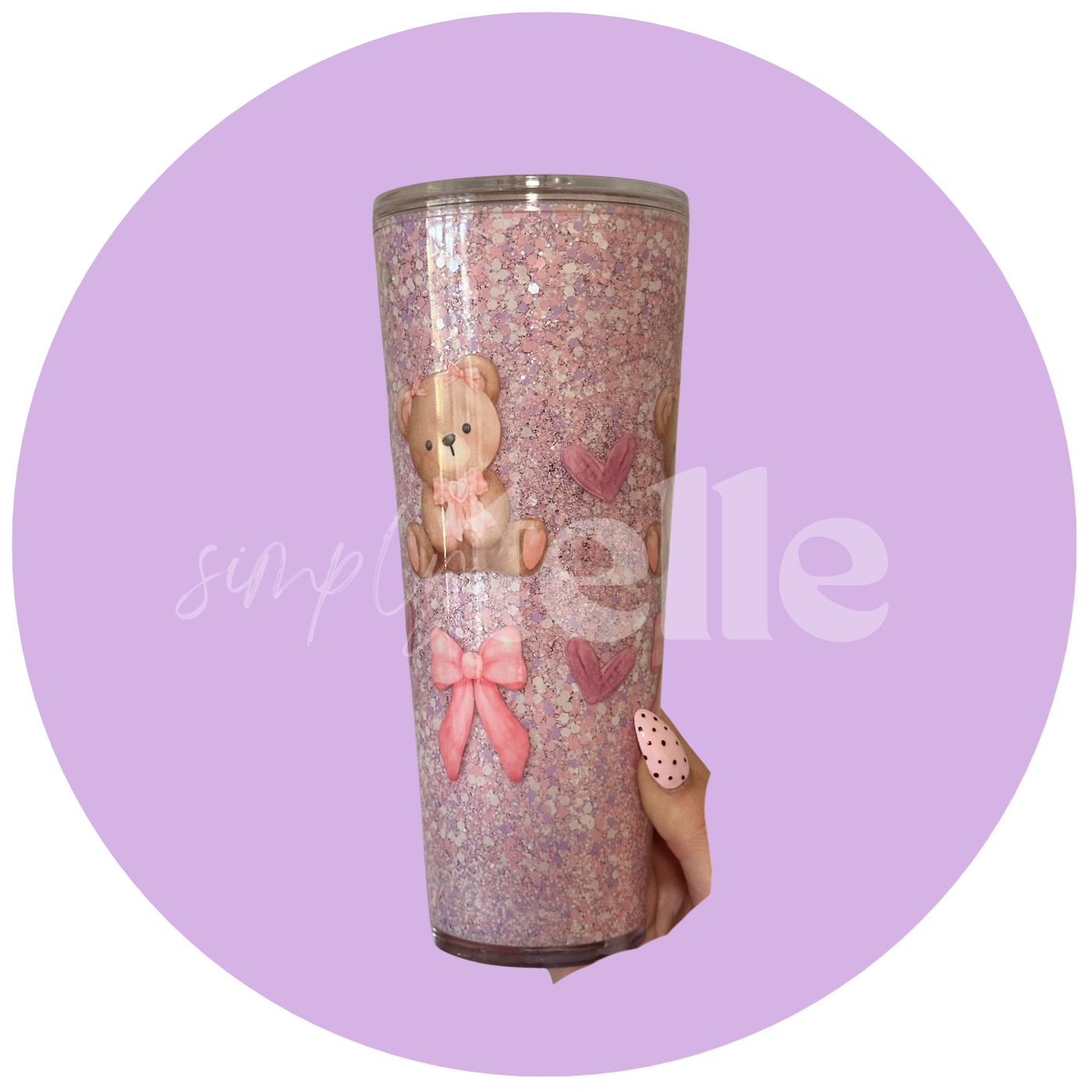 Pink Bear and Bows - 24oz Acrylic Tumbler