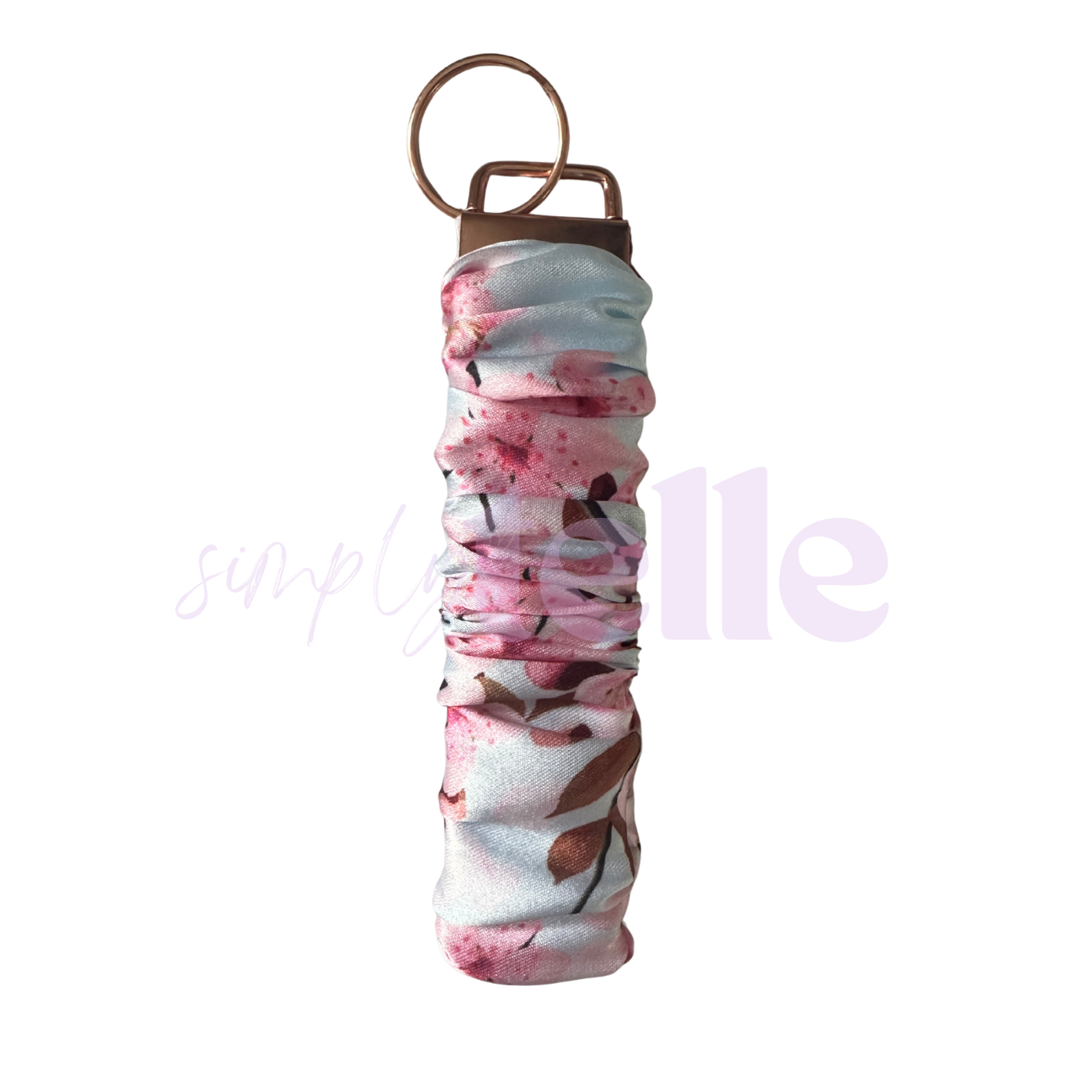 Blue Cherry Blossom  - Scrunch Wristlet