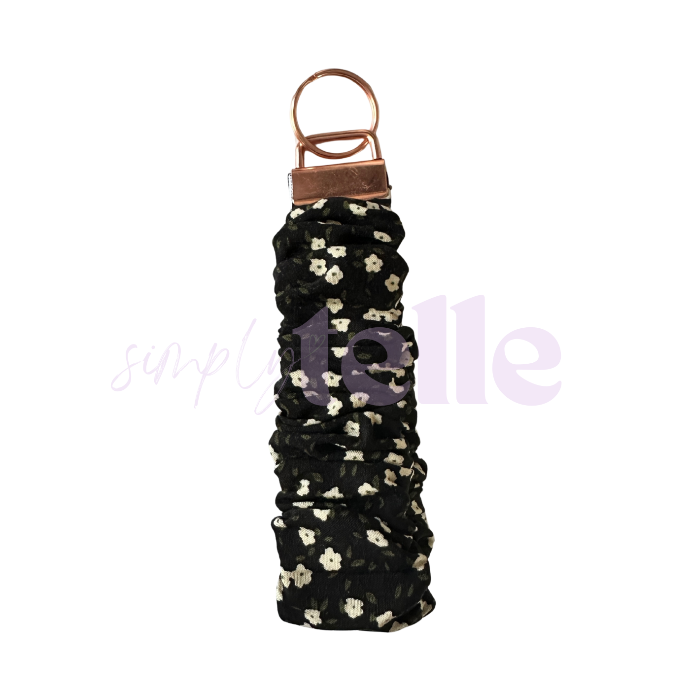 Black Floral - Scrunch Wristlet