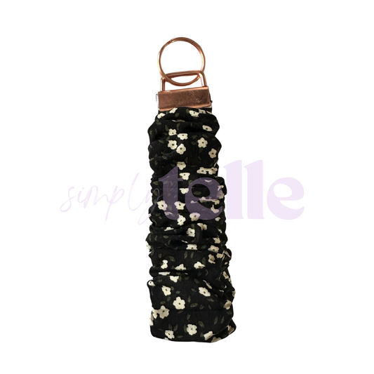 Black Floral - Scrunch Wristlet