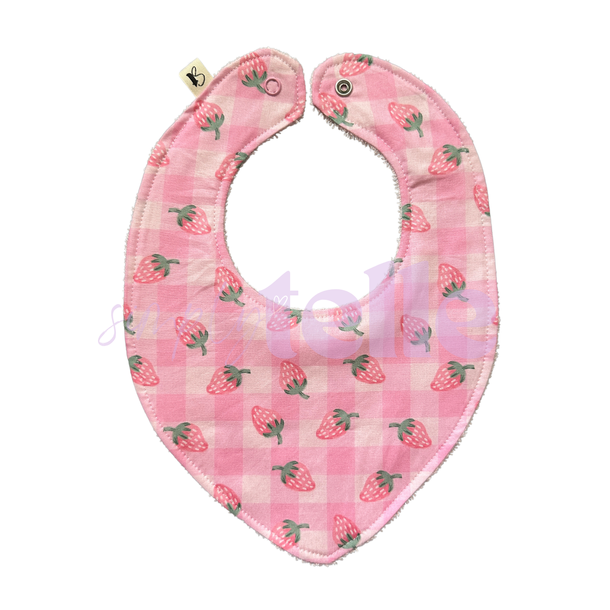 Pink Gingham Strawberry - Bib