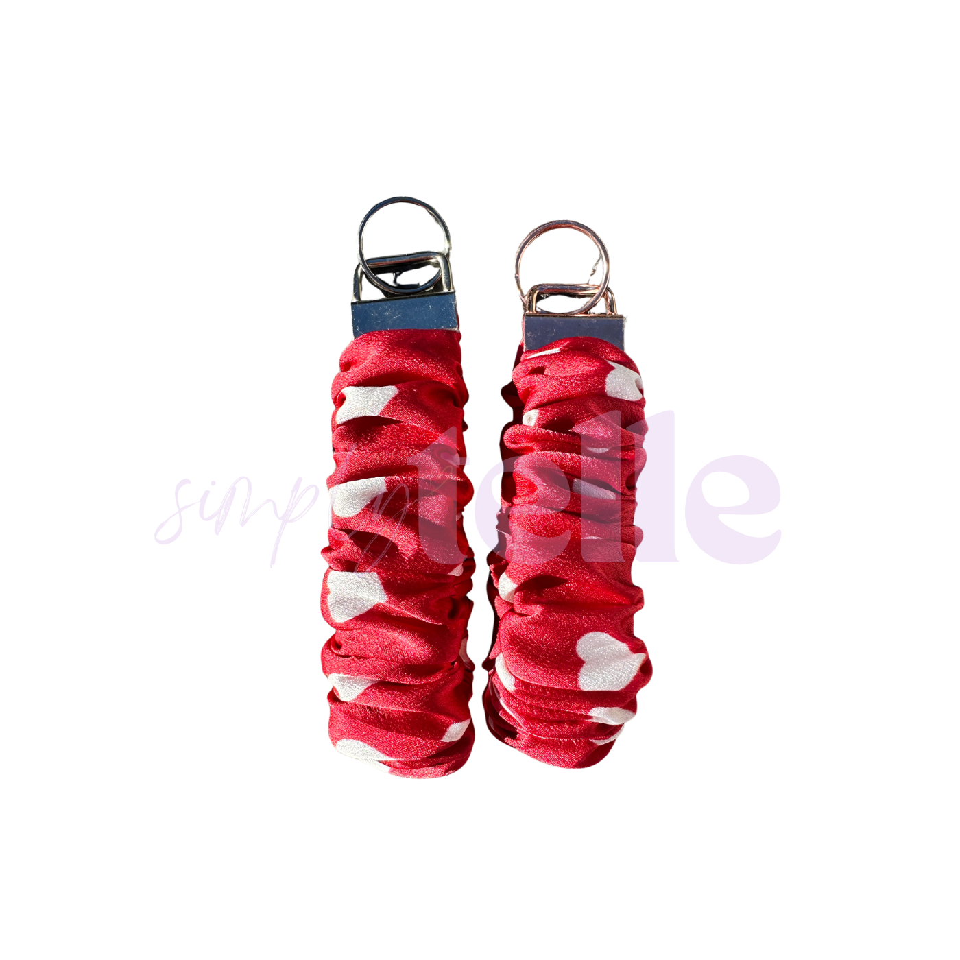 Red Hearts Satin - Scrunch Wristlet