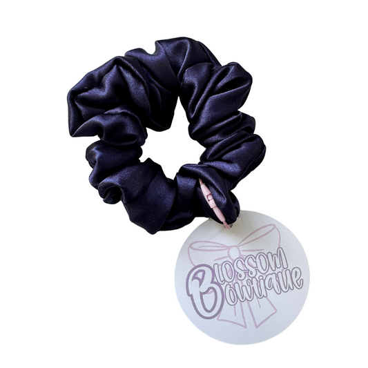 Navy Deluxe Satin - Mini Scrunchie