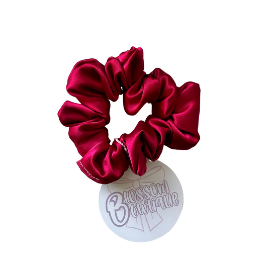 Ruby Red Deluxe Satin - Mini Scrunchie