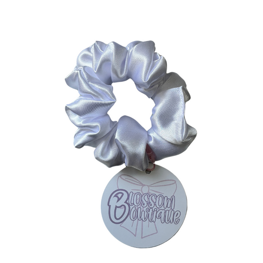 White Deluxe Satin - Mini Scrunchie