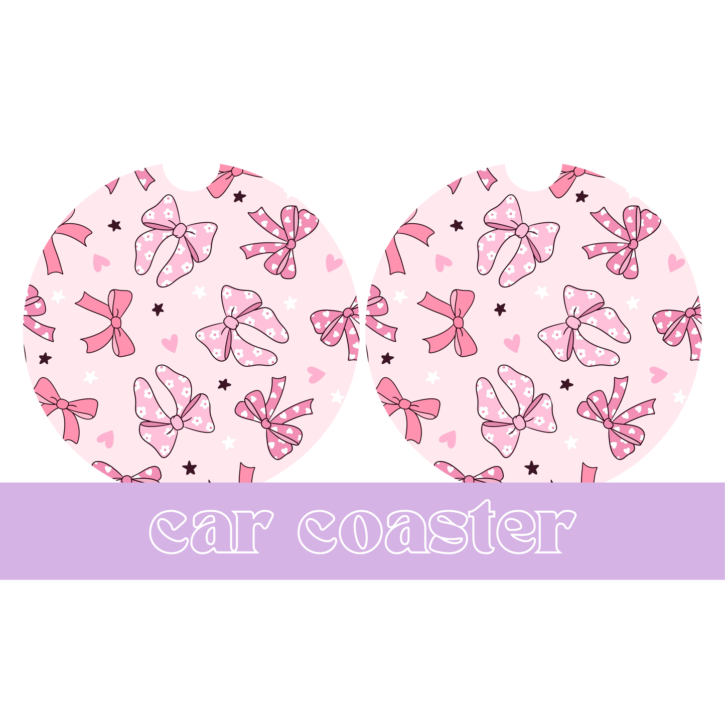 Pink Bows - Car Coaster