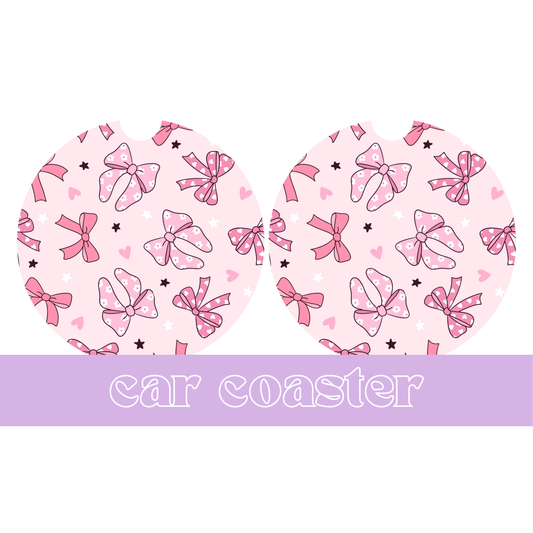 Pink Bows - Car Coaster