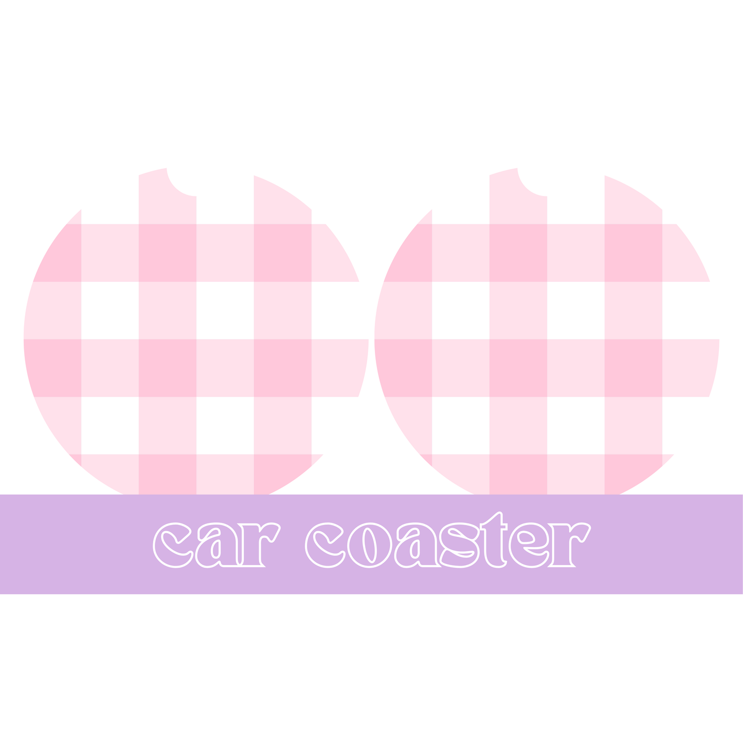 Pink Gingham - Car Coaster