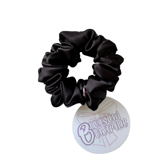Black Deluxe Satin - Mini Scrunchie
