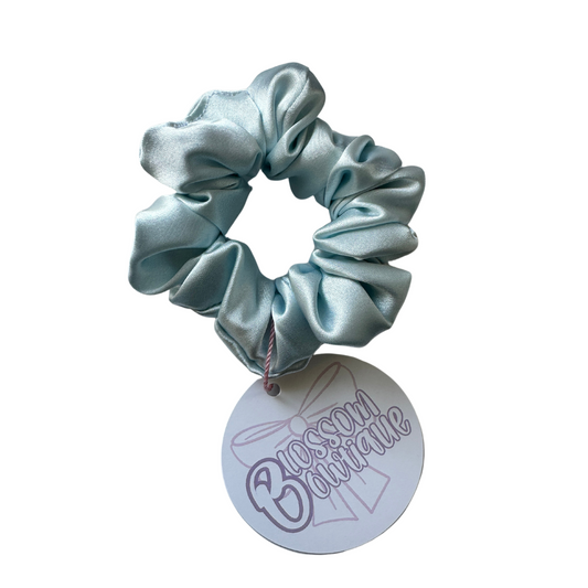 Mist Blue Deluxe Satin - Mini Scrunchie