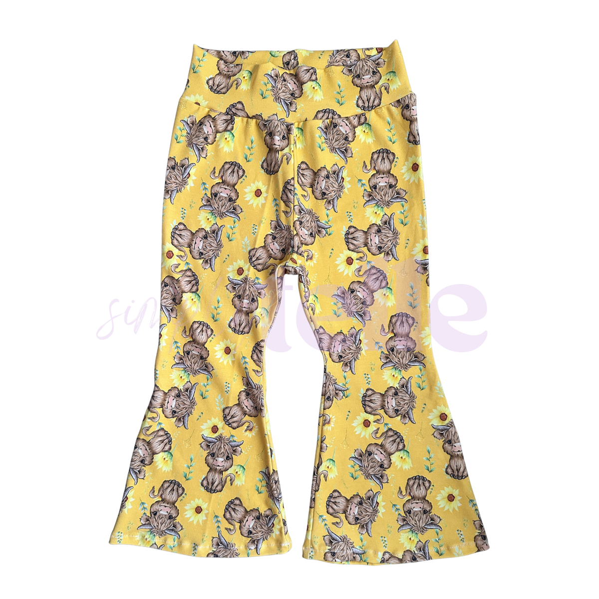 Sunflower Highland Cow - Kids Flare Pants
