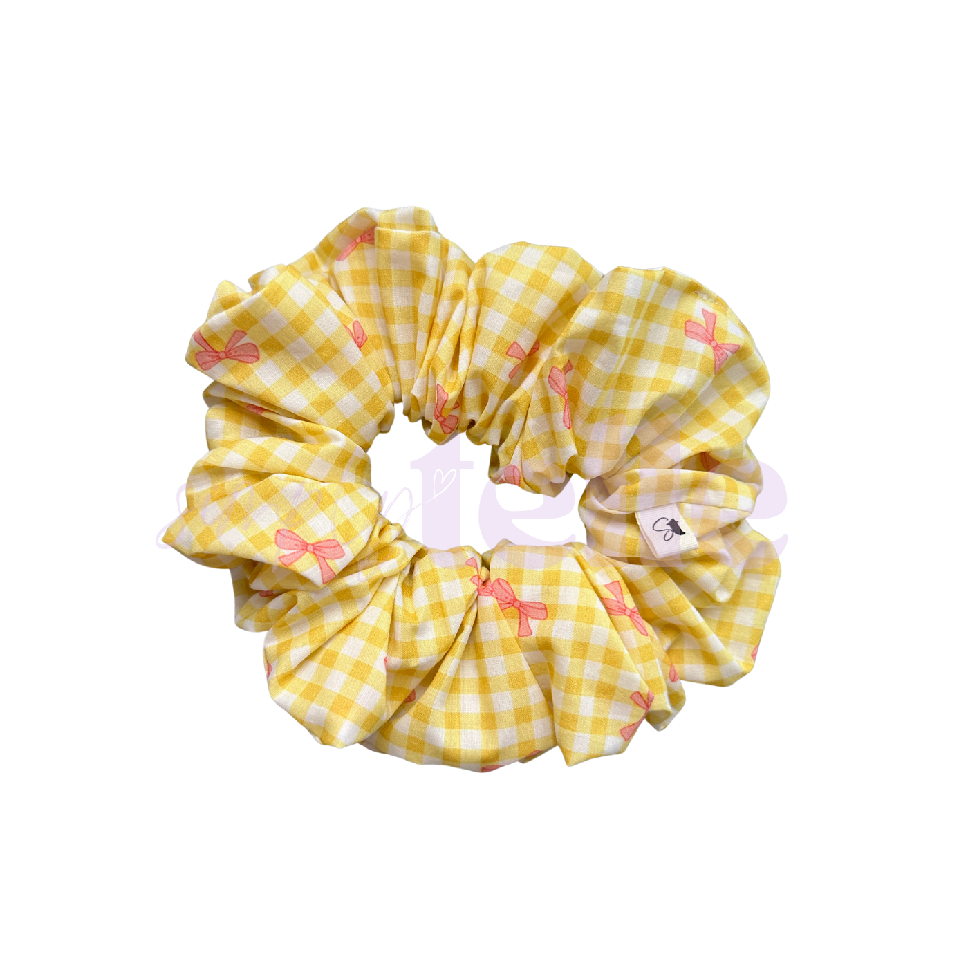 Yellow Gingham Bow - Scrunchie